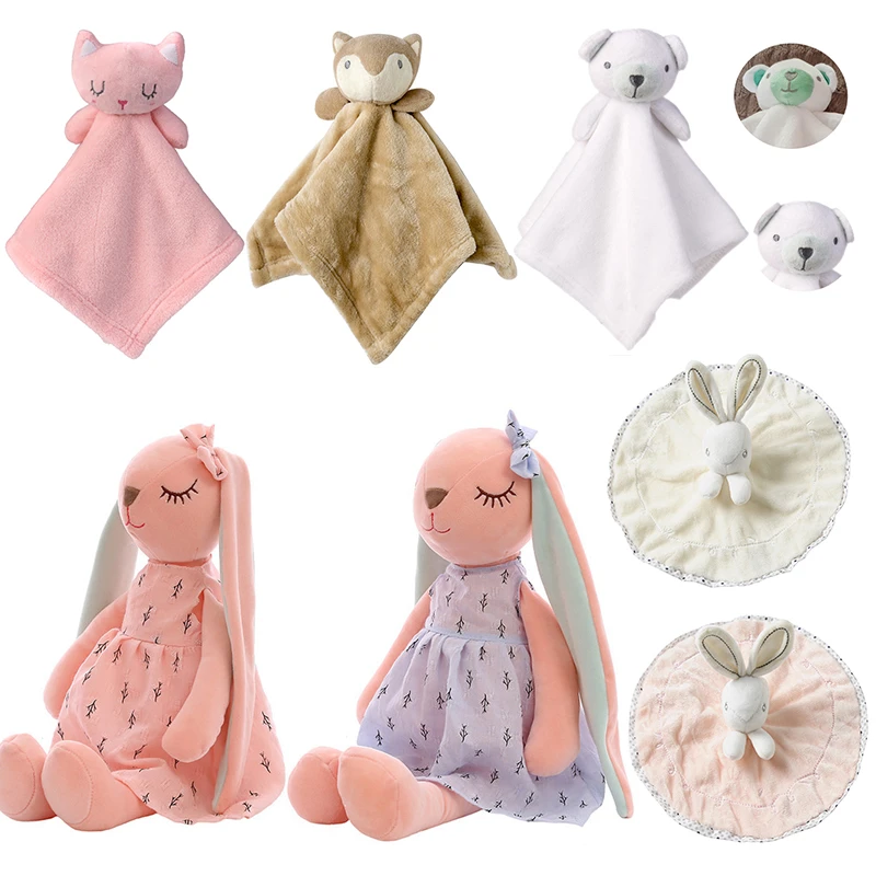 Cute Plush Rabbit Doll Toys Baby Pacifier Bunny Soothing Towel Infant Soft Security Blanket Rattle Toy