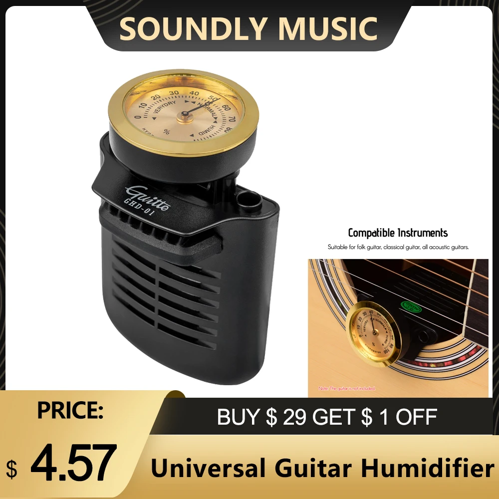 Universal Guitar Humidifier Portable Hygrometer ABS+Metal Material for Folk Guitar Classical Guitar All Acoustic Guitars
