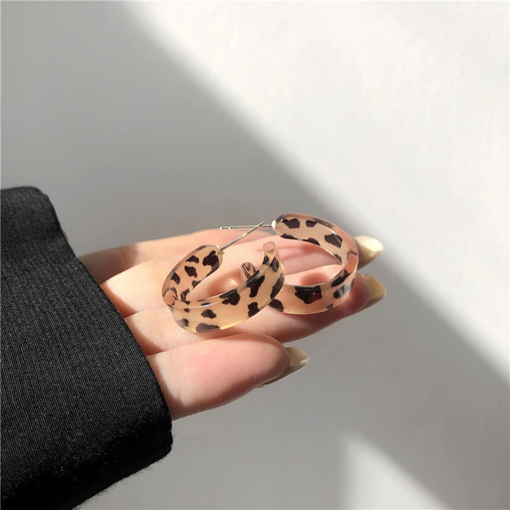 Autumn And Winter Leopard Print Earrings Korea INS Geometric Resin Earrings 2021 New Fashion Jewelry Women Long Earring Jewelry