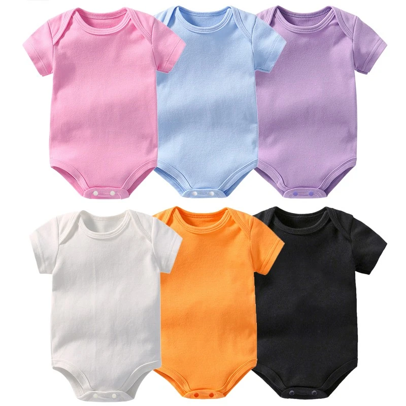Newborn Baby Summer Short Sleeved Cotton Bodysuit Infant Baby Bag Fart Triangle Clothes Unisex Baby Bottoming Climbing Jumpsuit