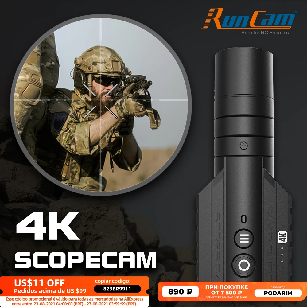 RunCam Scope Cam 4K Scopecam Airsoft Paintball Gel Ball Zoom Camera 2.7K@60FPS HD Recording WiFi Hunting Action Max 128G