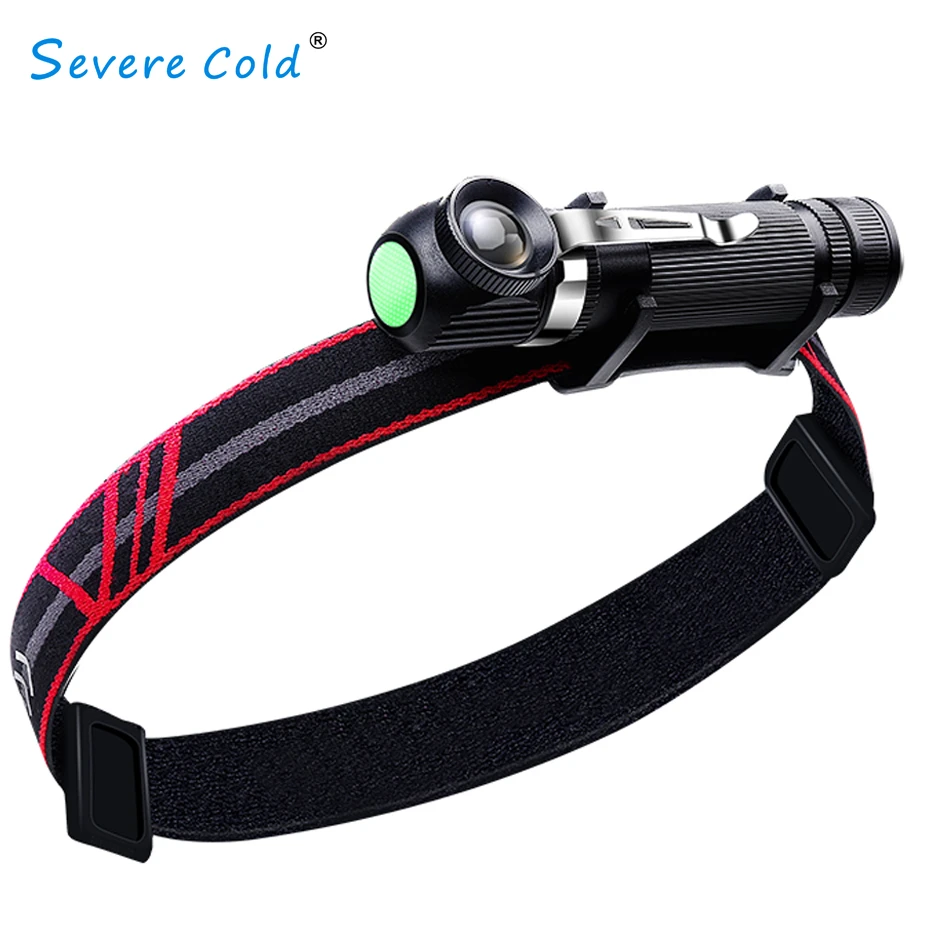 Severe Cold 1000lm LED Headlamp USB Rechargeable 18650 Headlight Magnetic Tail Head Torch with Power Indicator Flashlight