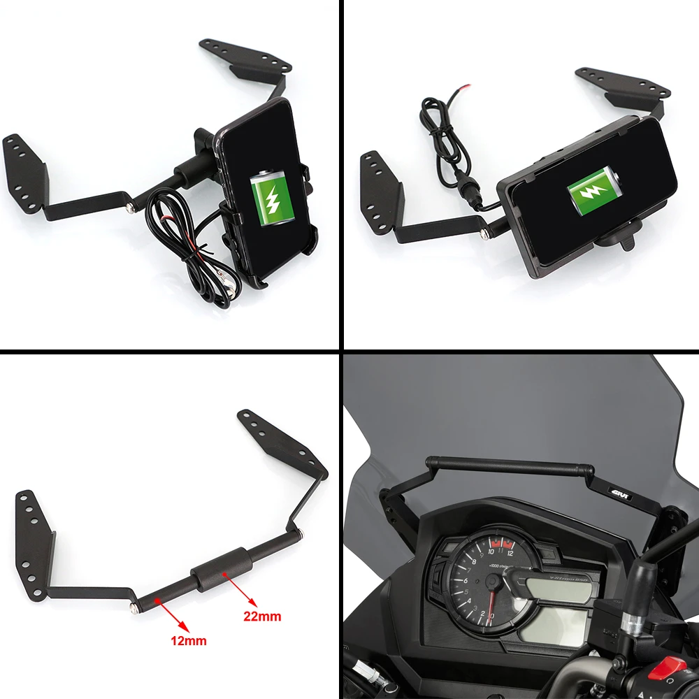 Motorcycle Mobile Phone Holder For SUZUKI Vstrom V strom V-strom DL 650 DL650 DL650XT Rechargeable GPS Navigator Mounting