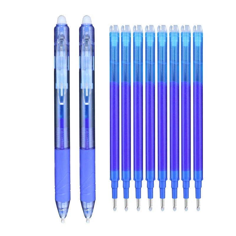 10pcs/lot 0.5mm Magic Erasable Pen Press Gel Pen Set Washable Handle Pen Refill Rod Blue/Black Ink School Writing Stationery