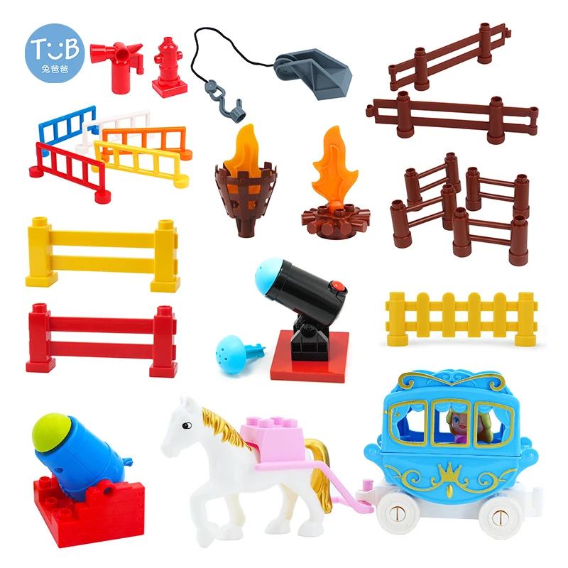 Big Building Blocks Princess horse car cannon Fence  Assemble Toys For Children Compatible With Brick Sets Bricks Baby Gifts