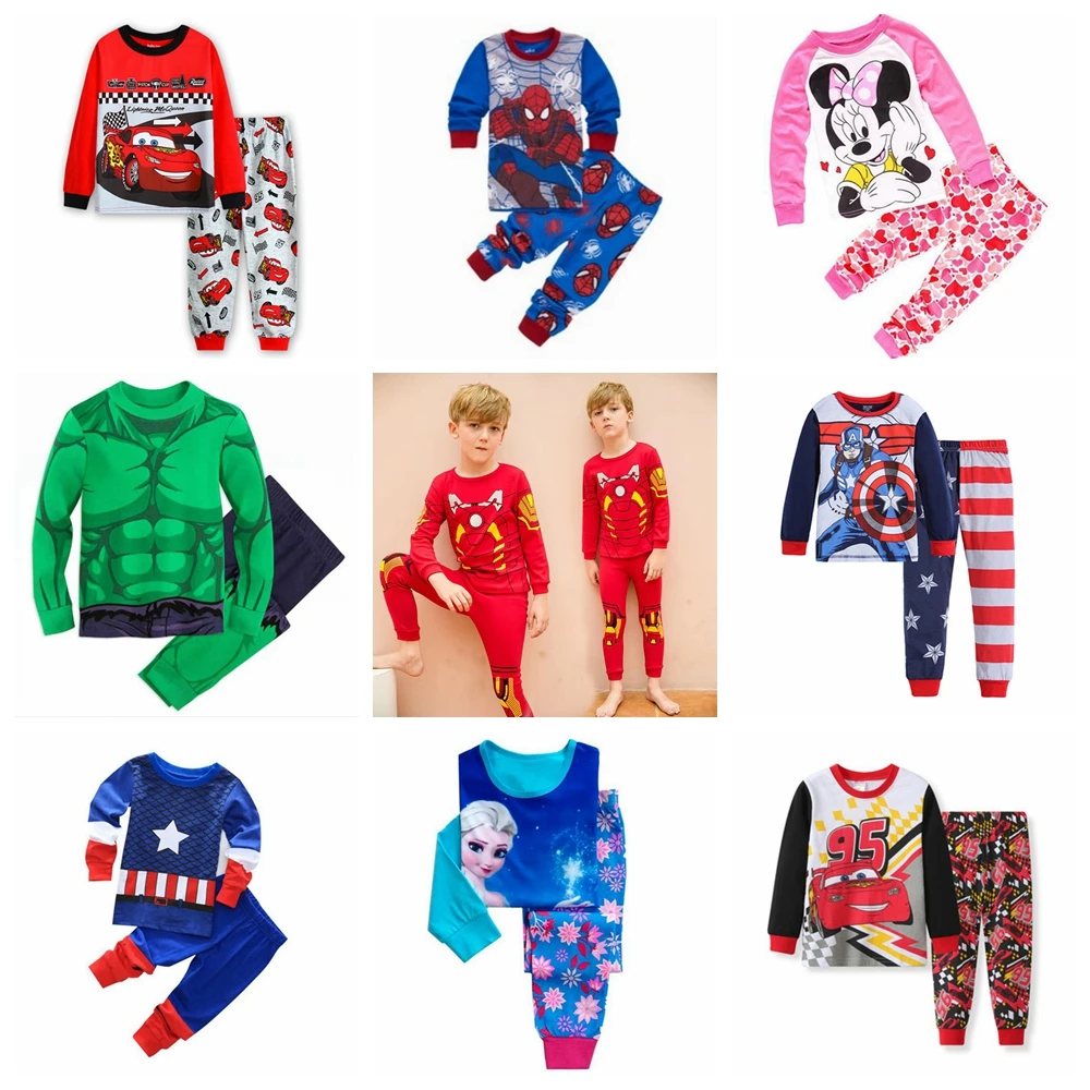 Spiderman Pajamas Boys Baby Clothes Long Sleeve Kids Mickey Mouse Outfit Clothing Suit Frozen Sleepwear Autumn Pyjama For Girls