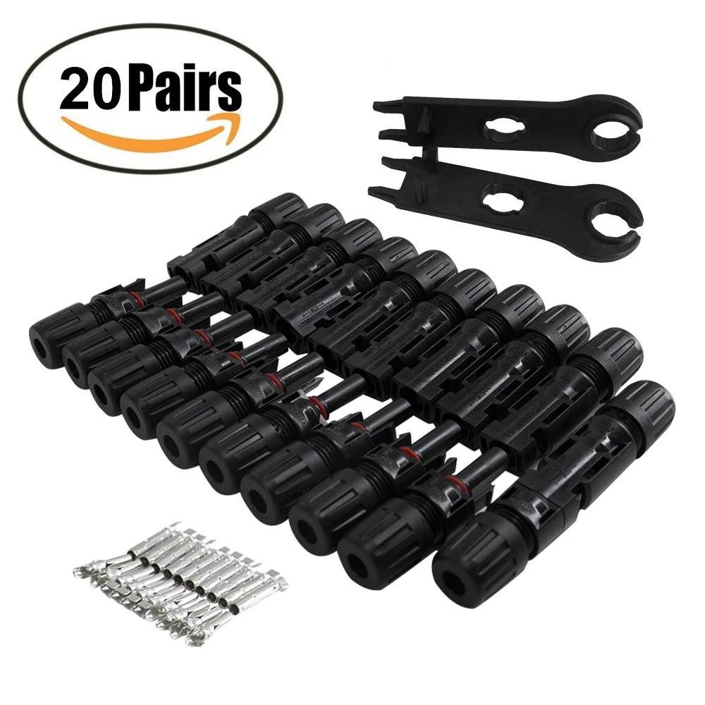 PowMr 20 Pairs Solar Panel Connector Male and Female + 1pair Spanner Fit For Solar Cable Cross Sections 2.5mm2~6.0mm2 IP67