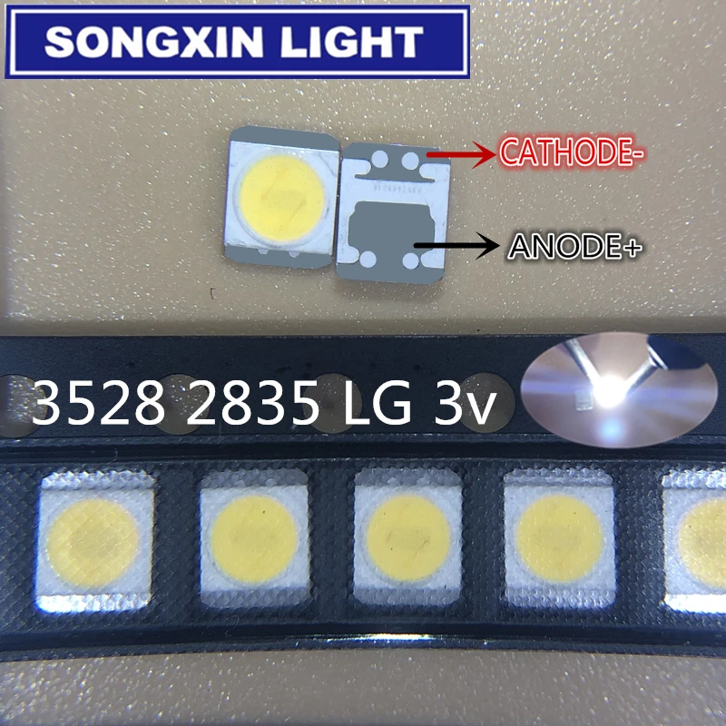 XIASONGXIN LIGHT 50pcs For LG 3v LED Backlight 1210 3528 2835 1W 100LM Cool white LCD Backlight for TV TV Application