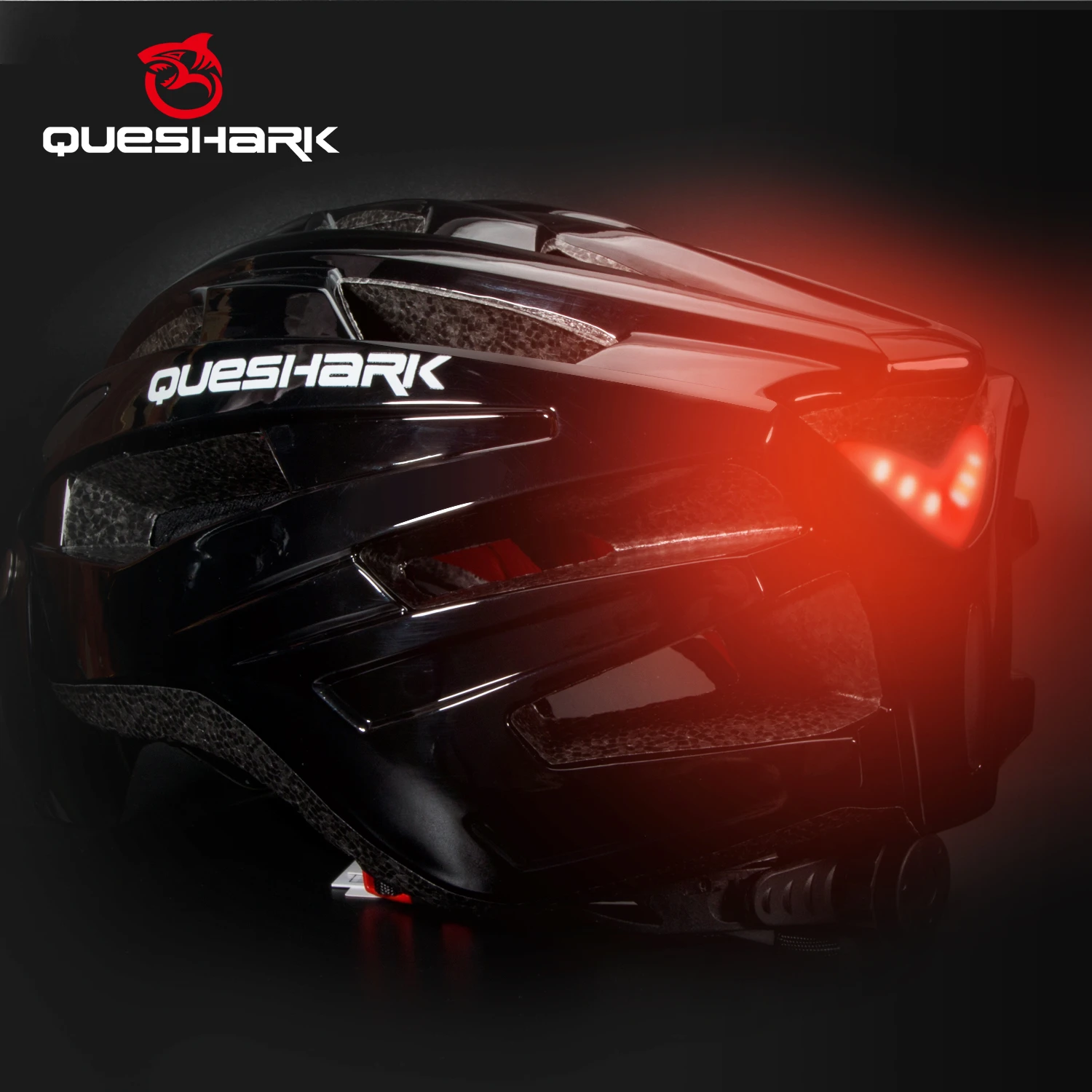 QUESHARK Men Women Ultralight Cycling Helmet Led Taillight MTB Road Bike Bicycle Motorcycle Riding Removable Lens Safely Cap