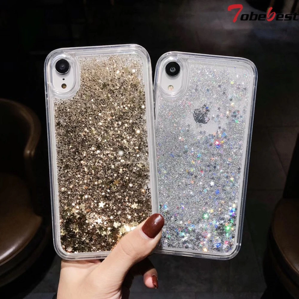 Liquid Glitter Silicone Case For iphone 13 12 mini Pro XR XS Max XS X 8 7 6S 6 Plus Coque Dynamic Quicksand Cover