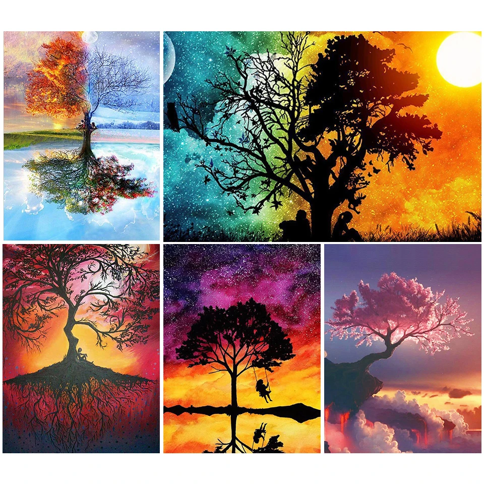 5D Diy Diamond Painting Four Season Tree Cross stitch Kit Full Drill Square Embroidery Mosaic Art Picture of Rhinestones Decor