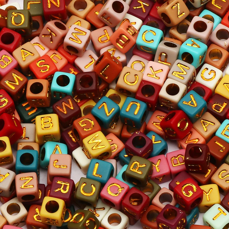 Mixed Letter Acrylic Beads Square Cube Loose Spacer Alphabet Beads For Jewelry Making Handmade Diy Bracelet Necklace Accessories