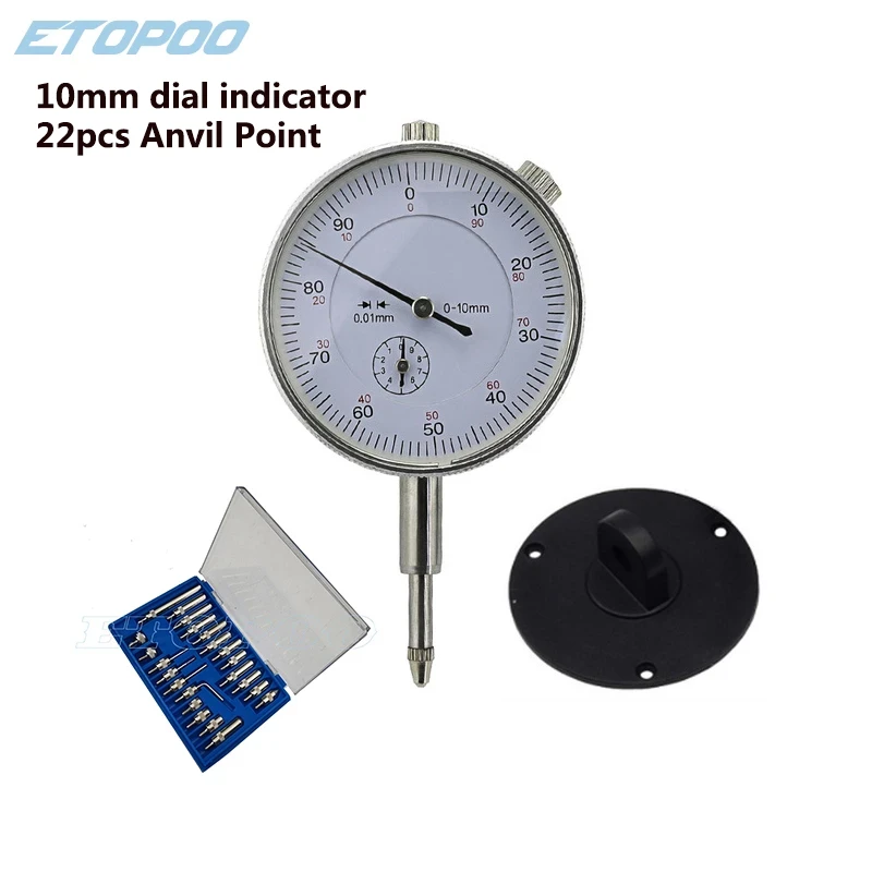 Dial Indicator 0-10mm Lug Back Test Gauge  22Pcs M2.5  Thread Tip For Dial & Test Indicators Steel Dial Indicator Point Set