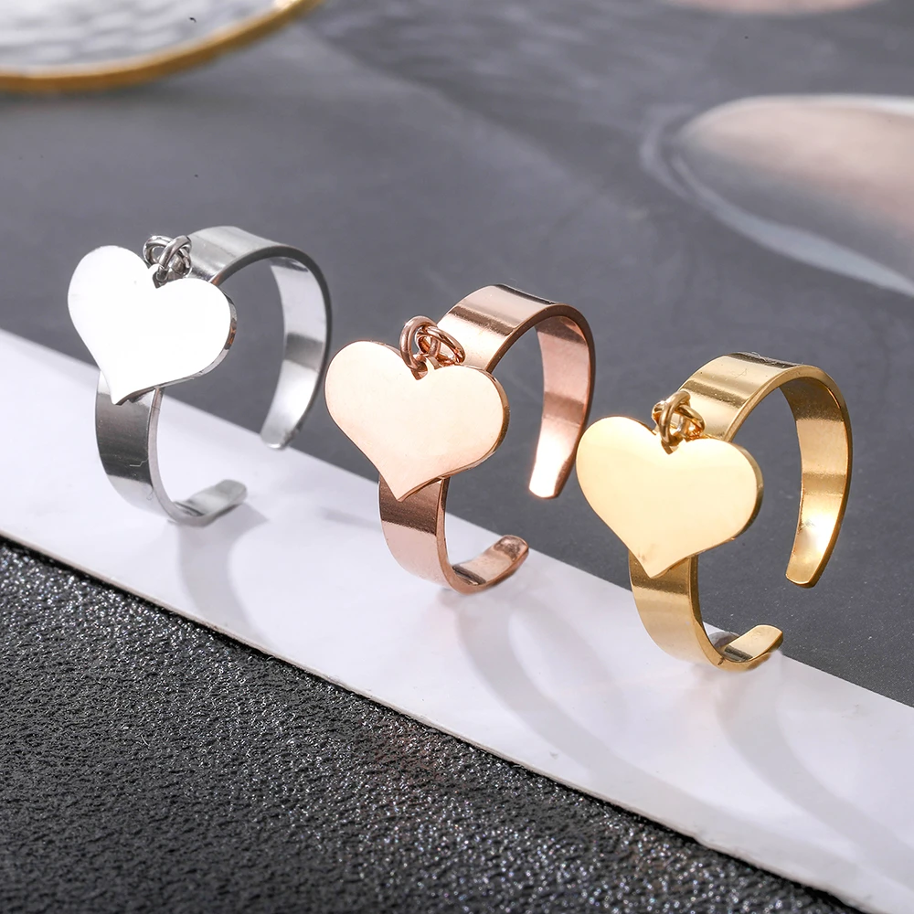 Stainless Steel Rings for Women Gold Silvery Heart Charm Wedding Female Rings 2021 Trend Jewelry Party Gifts Free Shipping