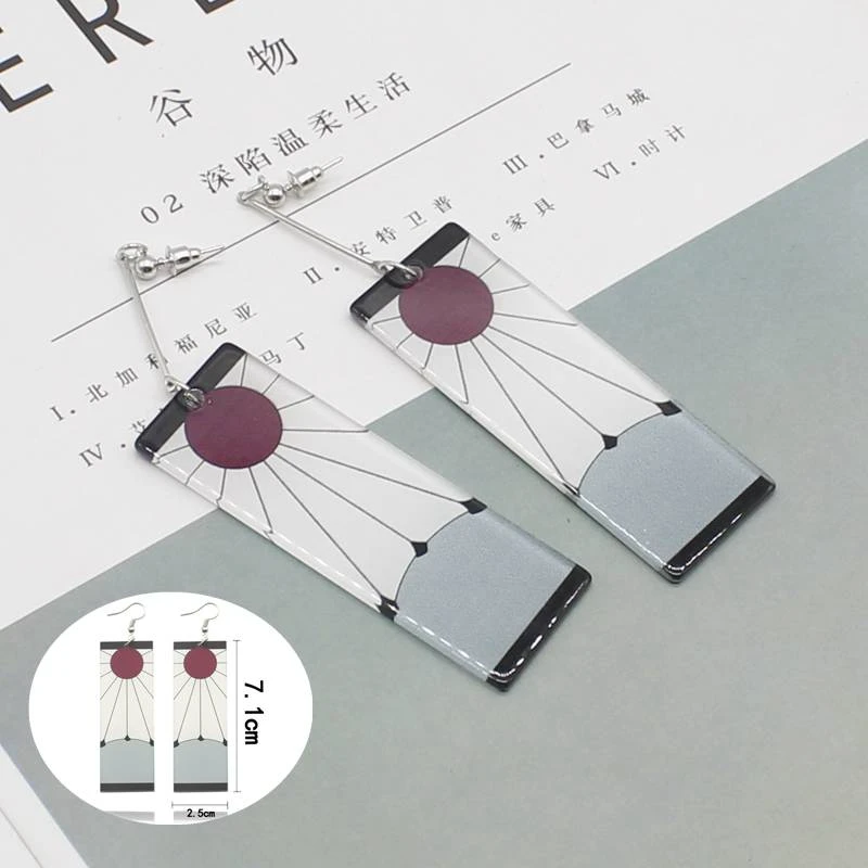 Hot Selling Japanese Manga Demon Slayer Anime Sun Acrylic Earrings Girl Earrings 1:1 Gift Jewelry