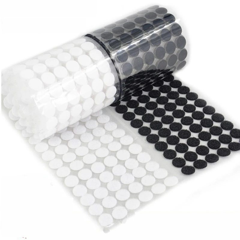 Self Adhesive Fastener Tape Dots 10/15/20/25/30mm Velcro Dots Adhesive Tape White Black Round Hook Loop Boob Tape Strong Glue
