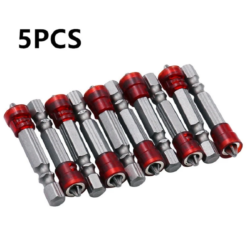 5Pcs 48mm S2 Alloy PH2 Phillips Magnetic Screwdriver Bits 1/4 Inch Hex Shank Drywall ScrewdriverHand Electric Screw Tool