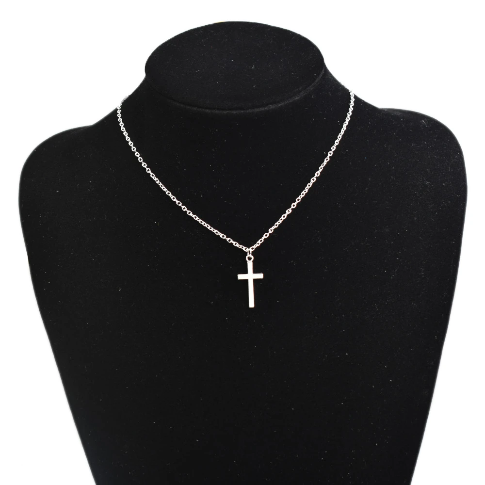 Simple Cross Pendants Necklaces Women Silver Color Chain Choker Necklace Female Bohemian Metal Jewelry bijoux collares