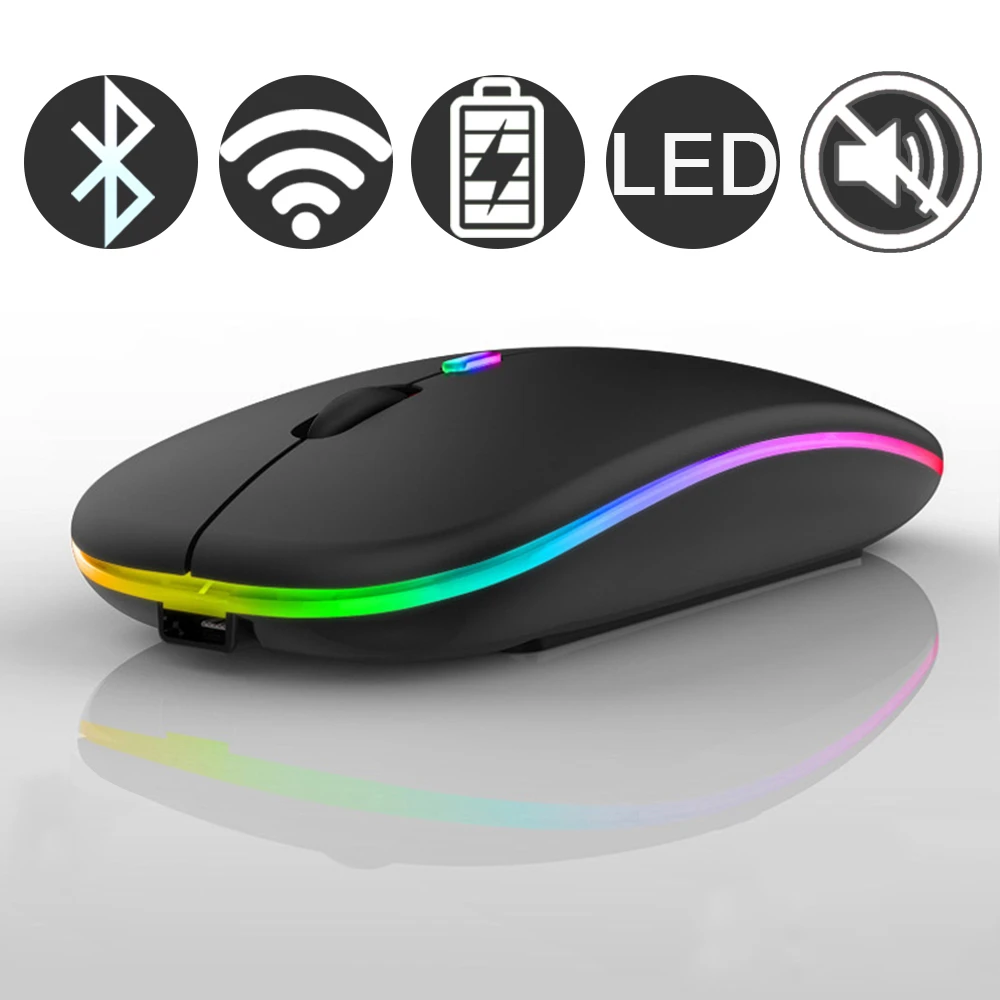 Wireless Mouse Bluetooth RGB Rechargeable Mouse LED Silent Mause LED Backlit Ergonomic Computer Gaming Mice For PC Laptop