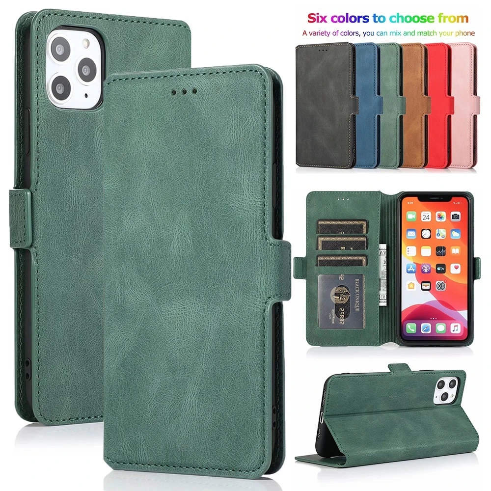 Ultra Thin Leather Flip Cover Wallet Case for iPhone 11 Pro XS Max XR X 8 7 6s 6 Plus 5 5S SE 2020 Card Slots Folio Coque Stand