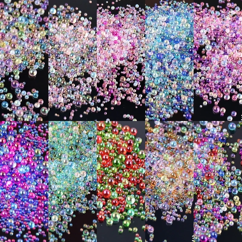 10g/Pack Mini Bubble Ball Caviar Beads Mixed 0.6-3mm Tiny Beads For Glass Globe Silicon Mold Filler Charms 3D Nail DIY Craft