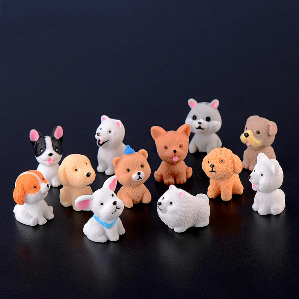 Resin Dog Ornament Family Micro Landscape Decoration Mini Dog Crafts Miniatures Figurines For Home Decor Puppy Accessories