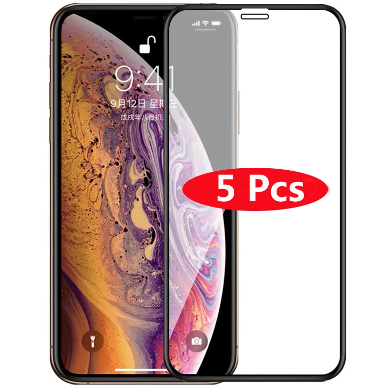 5Pcs Full Cover Tempered Glass For 11 Pro Max Explosion-Proof Screen Protector Film For iPhone XR XS 12 Pro Max x 7 8Plus 12mini