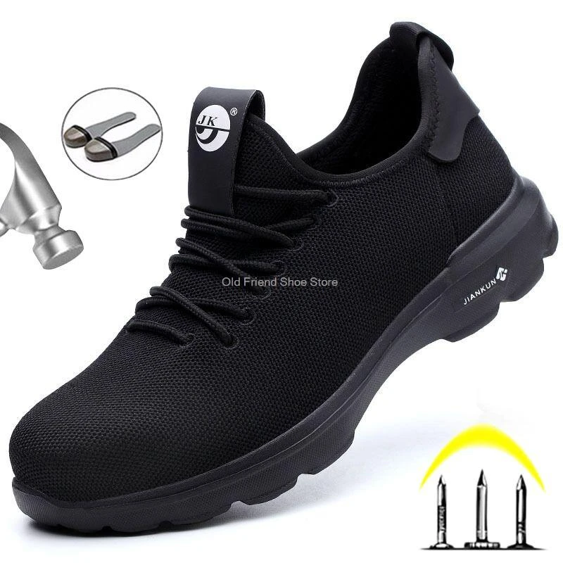 Lightweight Safety Shoes Men's Work Safety Boots Steel Toe Construction  Puncture-Proof Work Shoes Outdoor Sneakeres fro Men