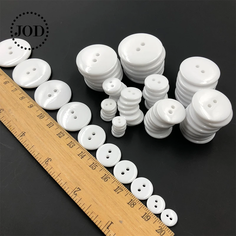 Resin Sewing Clothes White Buttons for clothing needlework plastic Round Two Holes Botones Bottoni Botoes 9,11,15,18,25,30mm
