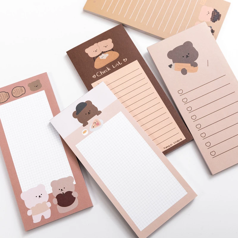 50 Sheets Cute Cookie Bear Memo Pad Kawaii Stationery N Times Sticky Notes Portable Notepad School Office Supply Papeleria