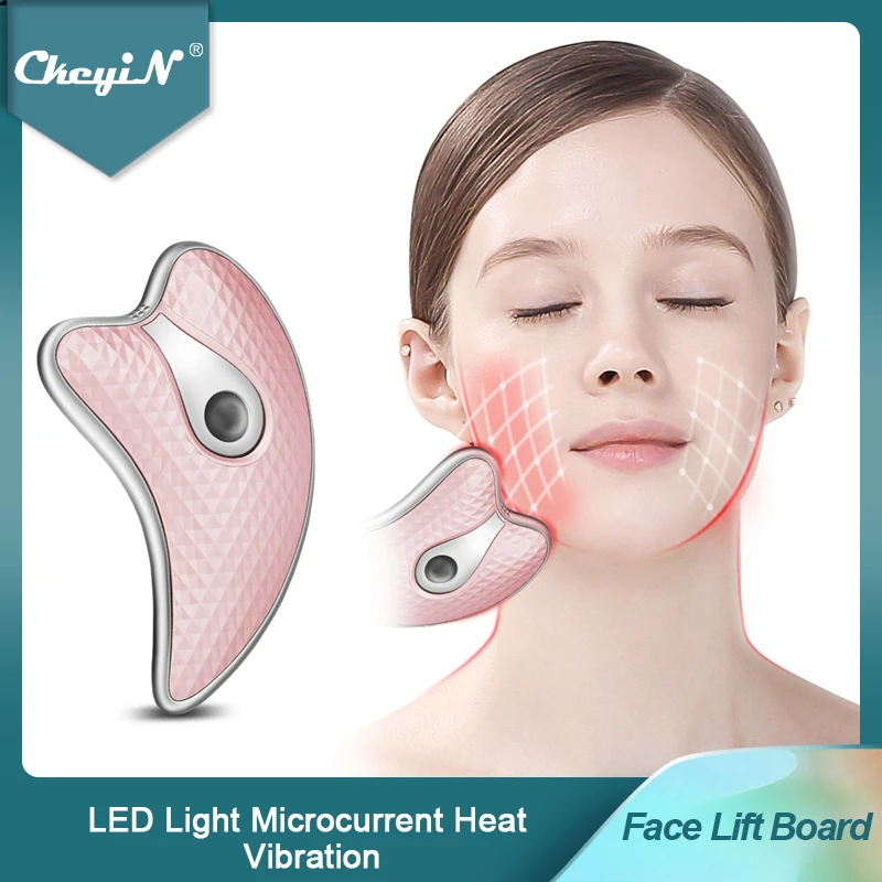 CkeyiN Guasha Scraping Facial Massager LED Light Microcurrent Skin Rejuvenation Body Massage Machine Face Lifting Slimming 45