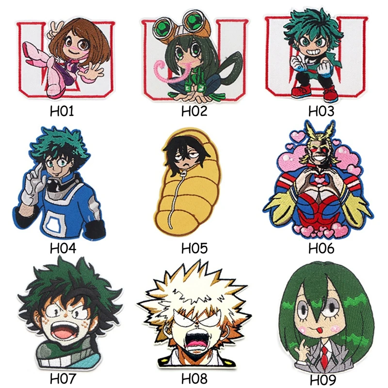 Japanese Anime My Hero Academia Applique Patches DIY Shoe Jeans Bag Shirt Clothes Accessory Punk Stickers Embroideried Badge