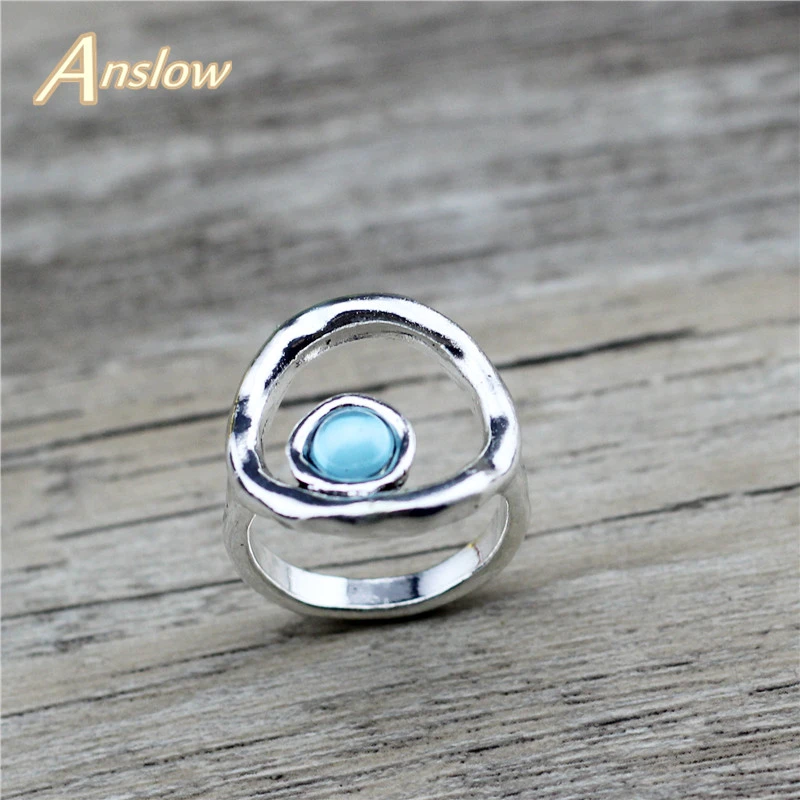 Anslow Fashion Jewelry Vintage Retro Round Korean Candy Color Acrylic Beads Wedding Party Rings For Women Friendship LOW0048AR