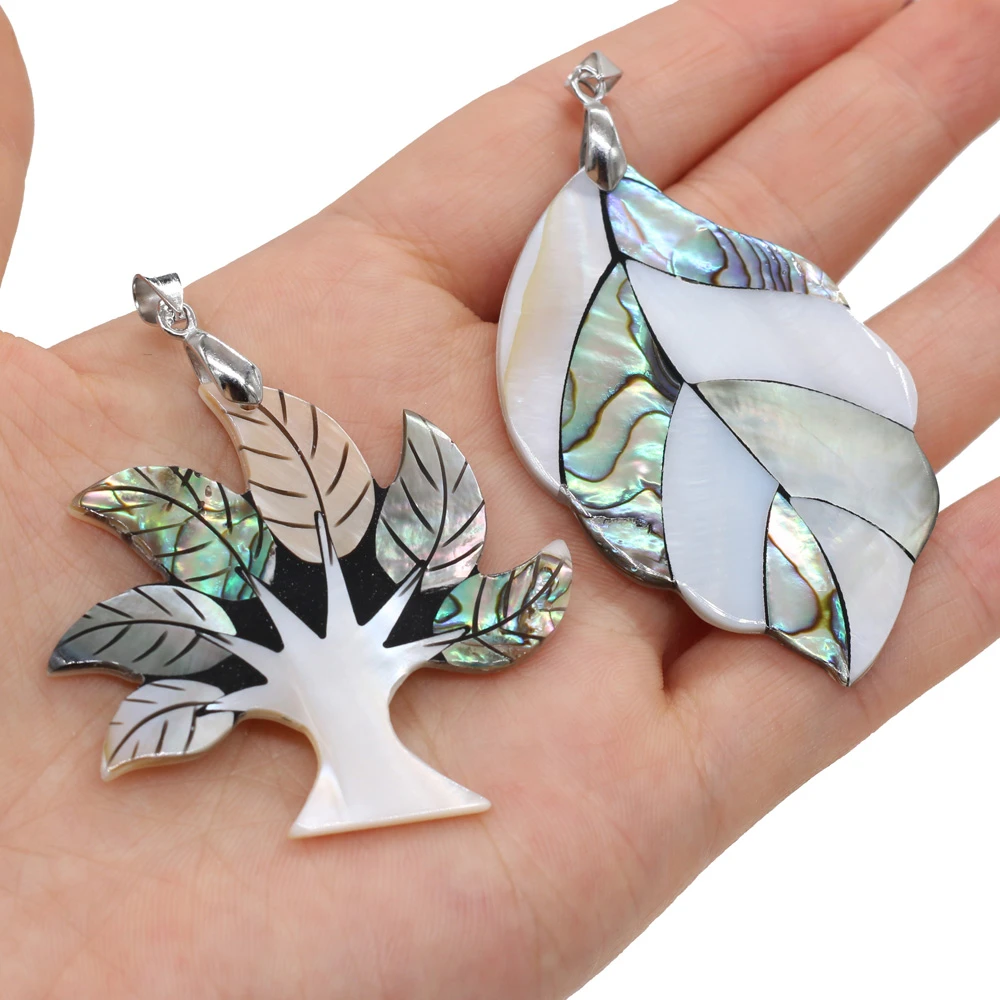 Natural Shell Pendants Leaf shape Mother of Pearl Abalone Shell Exquisite charms For jewelry making DIY Necklace accessories