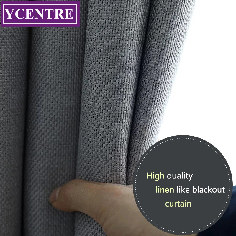YCENTRE Faux Linen 70%-85% Shading Custom Made Insulating Modern Style Solid Color Blackout Curtain For Living Room Window