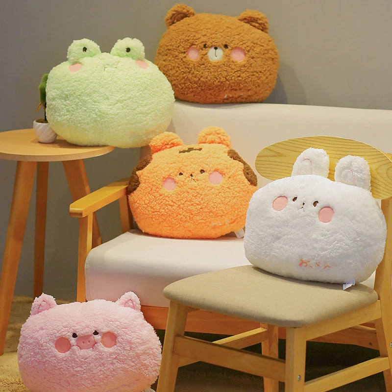 Nice Cute 35CM Plush Animals Pillow Soft Lovely Bear Rabbit Frog Tiger Pig Doll Sofa Chair Cushion For Girls Birthday Gifts