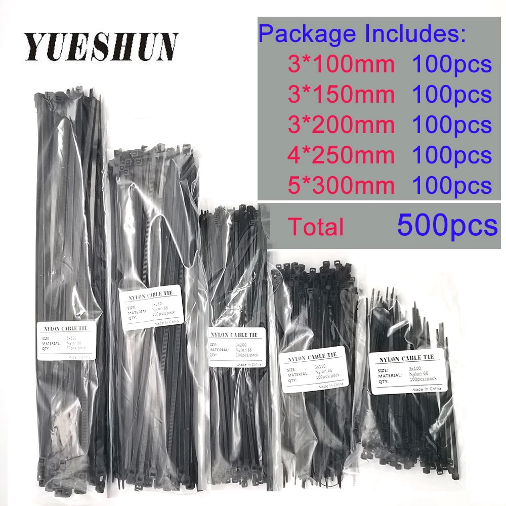 wholesale Nylon Cable Ties 100mm 150mm 200mm 250mm 300mm Black White Self Locking cable Wire Zip Ties