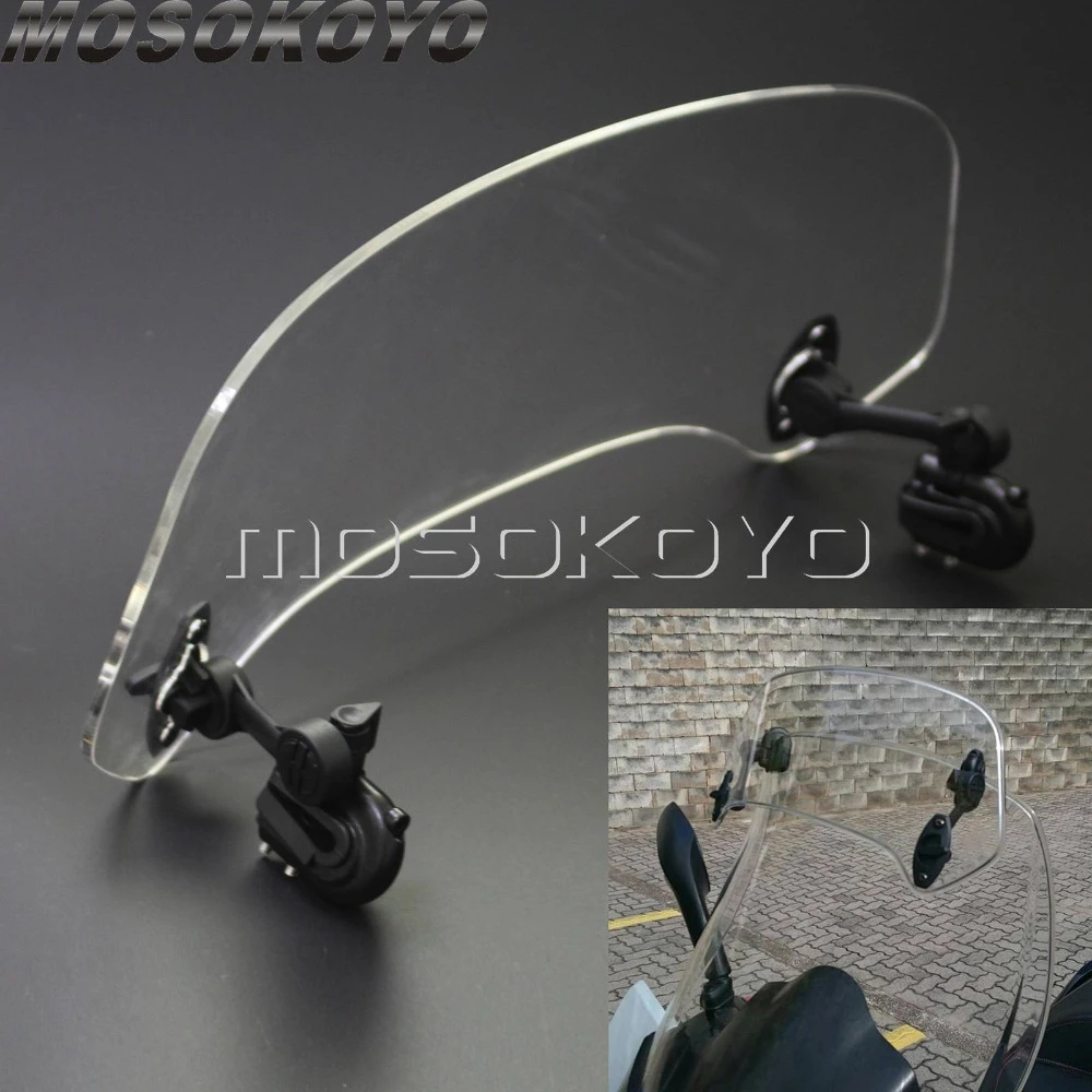 Clear Motorcycle Extension Tour Wind Screen Spoiler Adjustable Air Flow Deflector Add On Windshield for Aprilia Honda