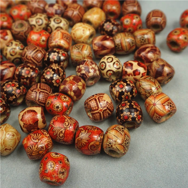 100pcs/lot 12mm Vintage Natural Big Hole Wood Beads Fit Necklace Bracelet Charm Loose Wood Spacer Beads for Diy Jewelry Making
