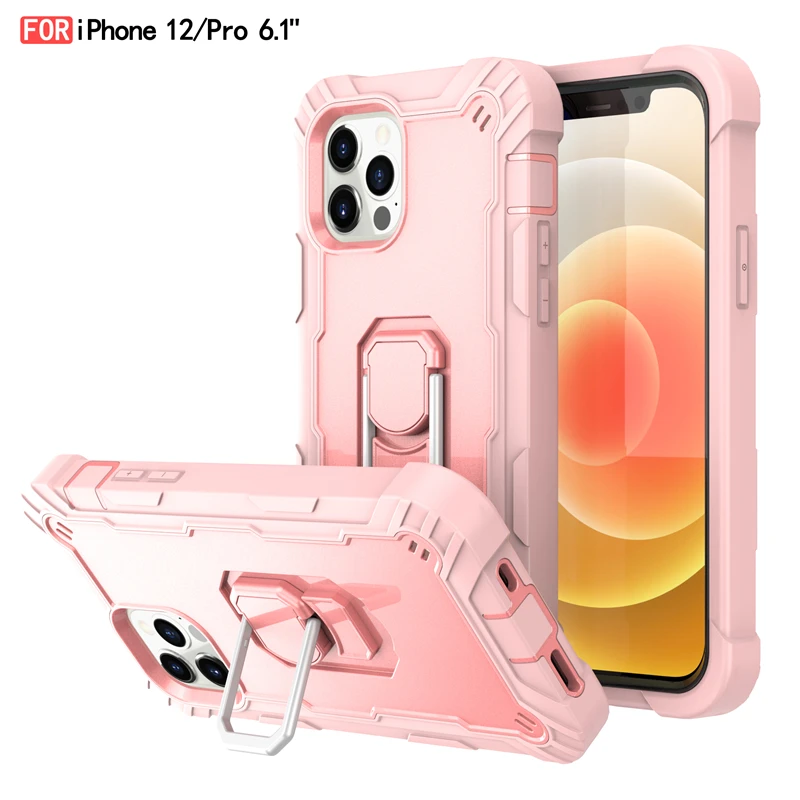 Armor Bumper Shockproof Case For iPhone 11 Pro 12 Mini 6 s 7 8 Plus X XR XS Max SE 2020 Kickstand Touch Rugged Protection Cover