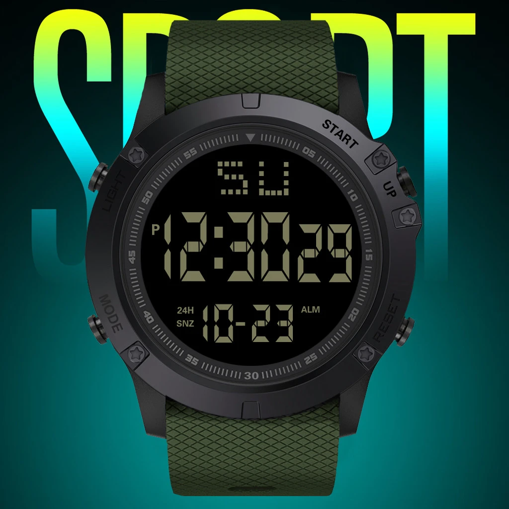 Fashion Men Led Digital Date Military Sport Watch Rubber Quartz Watch Alarm Waterproof 2021 Men Electronic Sport Timing Watch
