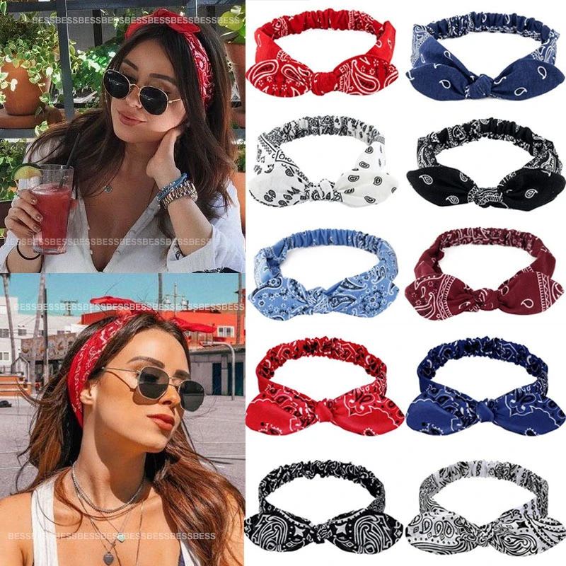 Vintage Bohemia Hair Bands for Girls Women Hair Accessories Soft Elastic Headband Retro Hoop Cross Turban Bandanas Headwear