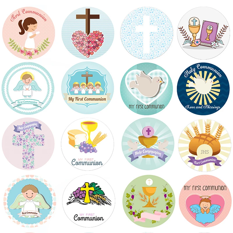 My First Communion Party Stickers Supplies Holy Communion Decor Girls Christening Baptism DIY Decorations Seal Stickers