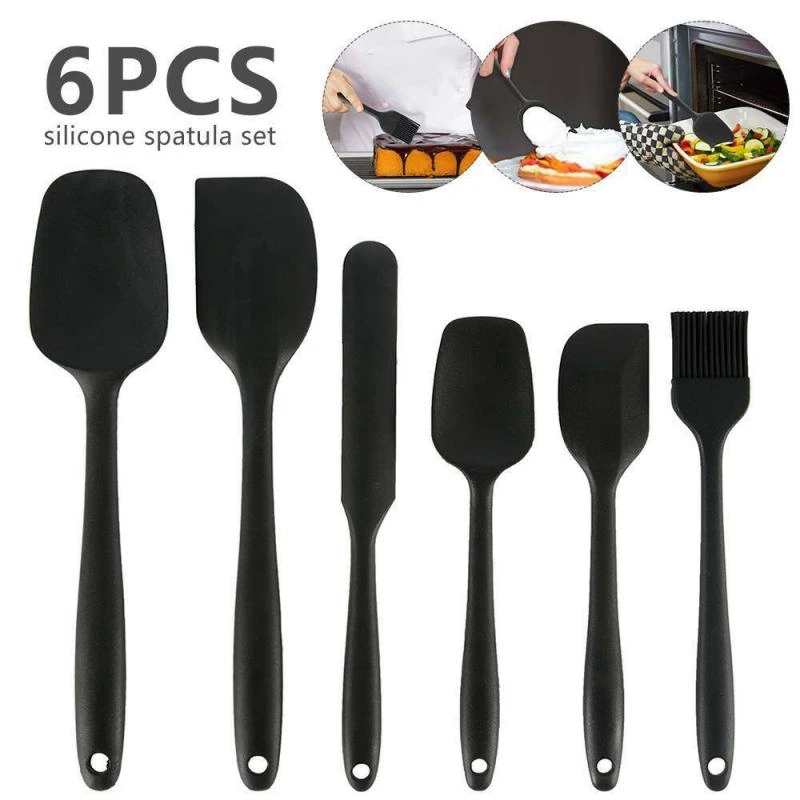 6Pcs/set Silicone Spatula Mixing Pastry Scraper Non Stick Butter Spreader Jar Blender Cooking Spatula Kitchen Baking Accessories