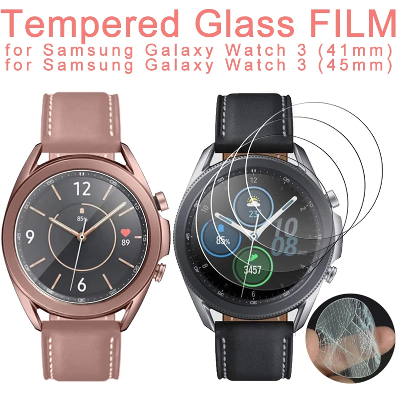 3 Pieces Tempered Glass Protection For Samsung Galaxy Watch 3 41mm 45mm For Samsung Smart Watch 9H Screen Protector Glass Film