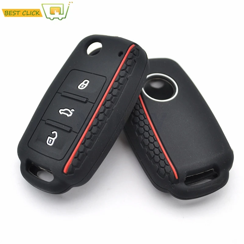 Misima Silicone Car Key Case For VW POLO Bora Beetle Tiguan Passat Golf Jetta Eos For SKODA Fabia Octavia Remote Fob Shell Cover