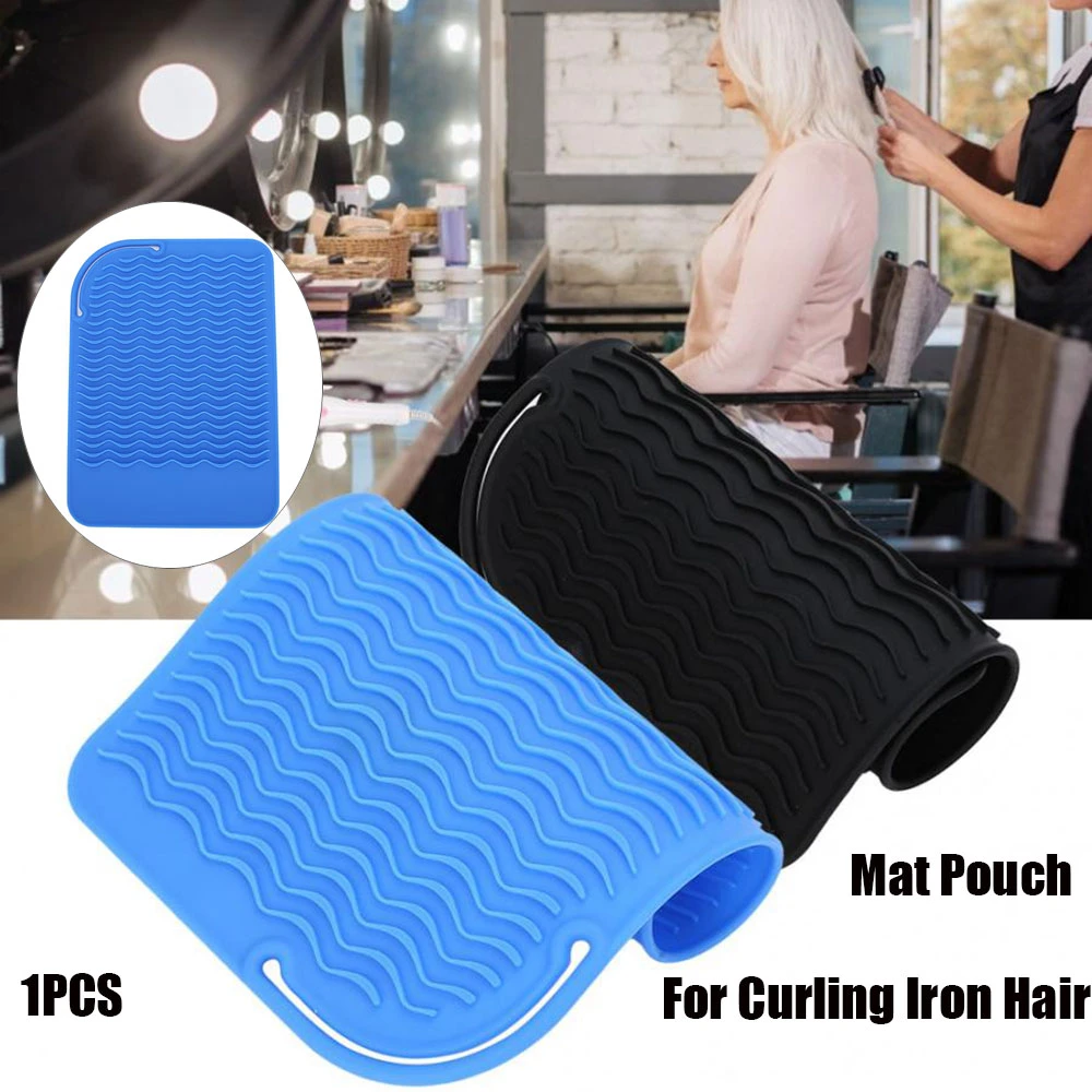 Silicone Heat Resistant Mat Pouch for Curling Iron Hair Straightener Multifunction Silicone Mat  For Flat Iron Hair Styling Tool