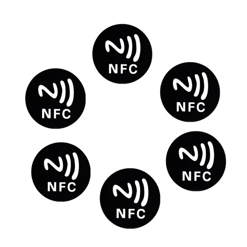 Anti Metal Sticker NFC Ntag213 Tag NTAG 213 Metallic Label Badge Black paster 6pcs