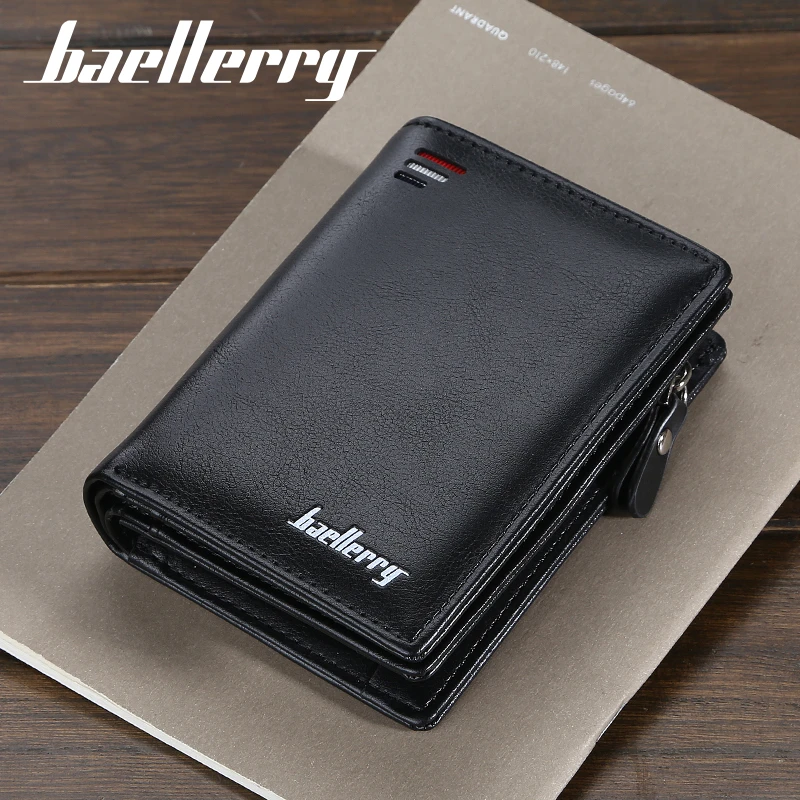Baellerry Short Men Wallets Fashion New Card Holder Multifunction Organ Leather Purse For Male Zipper Wallet With Coin Pocket