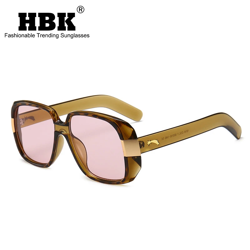 HBK Unisex Pilot Square Sunglasses Big Frame Vintage Women Men Brand Designer New Fashion Trendy Sun Glasses Eyewear UV400